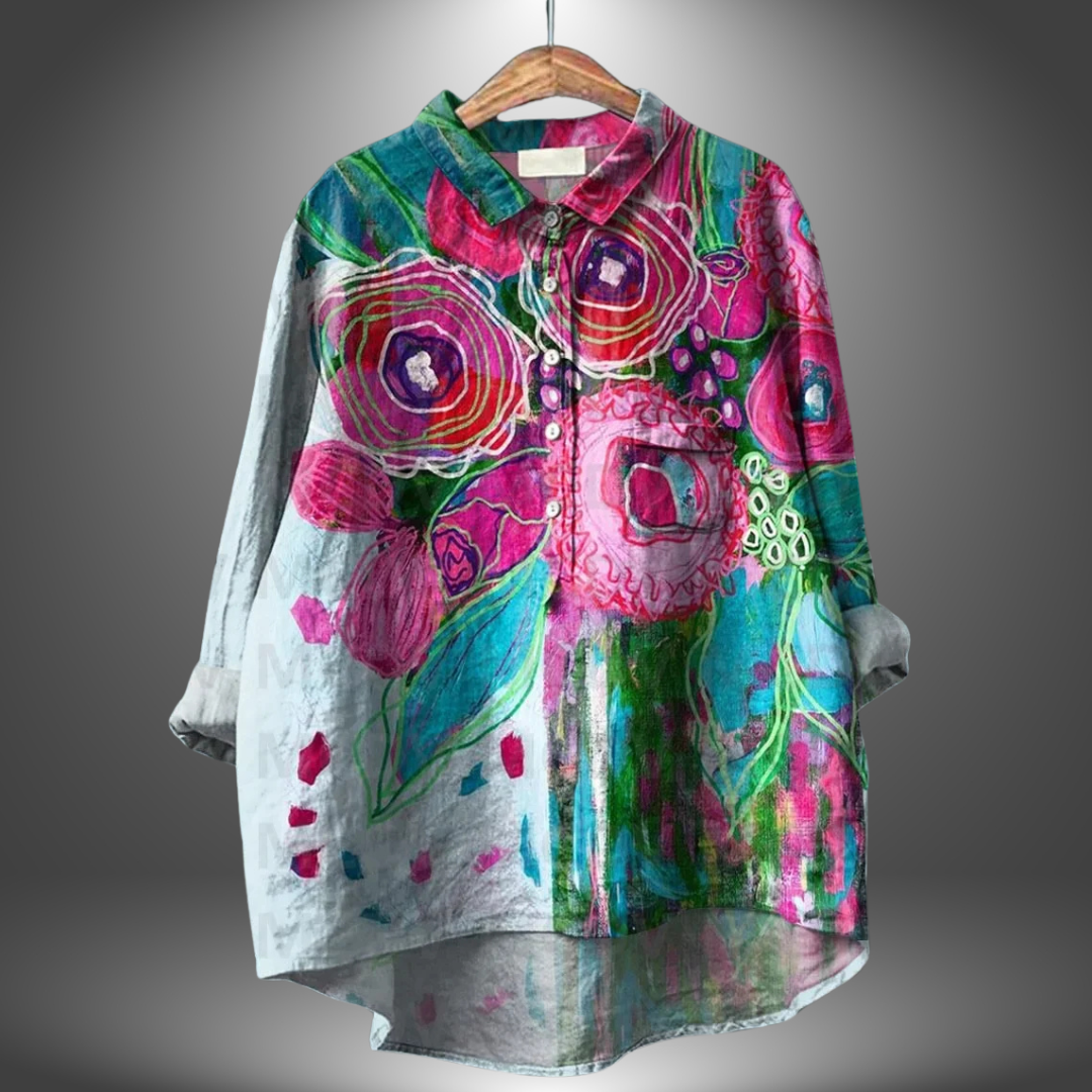 Saria™ | Chemise Florale Artisanale pour Femmes Élégantes