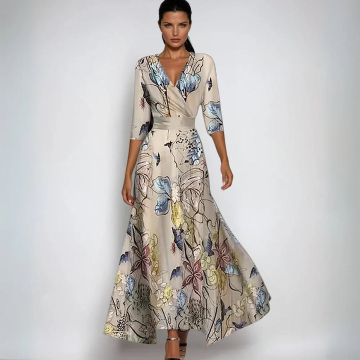 Janoa™ | Robe Maxi à Enveloppe Élégante Fleurie