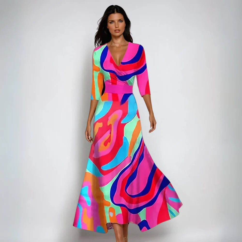 Janoa™ | Robe Maxi à Enveloppe Élégante Fleurie