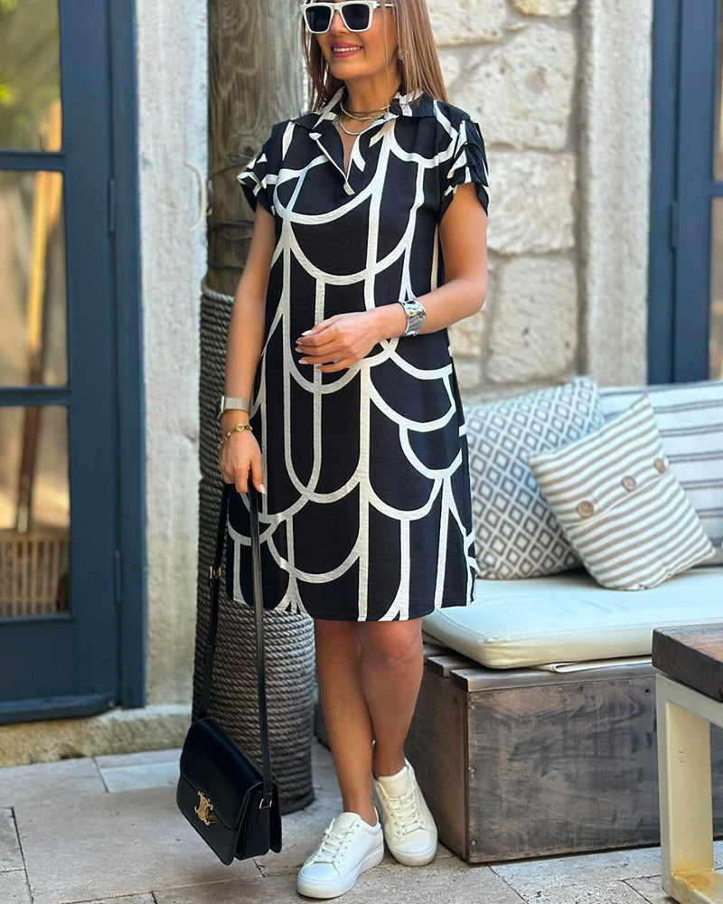 Fari™ | Robe Polo à Imprimé Géométrique Chic