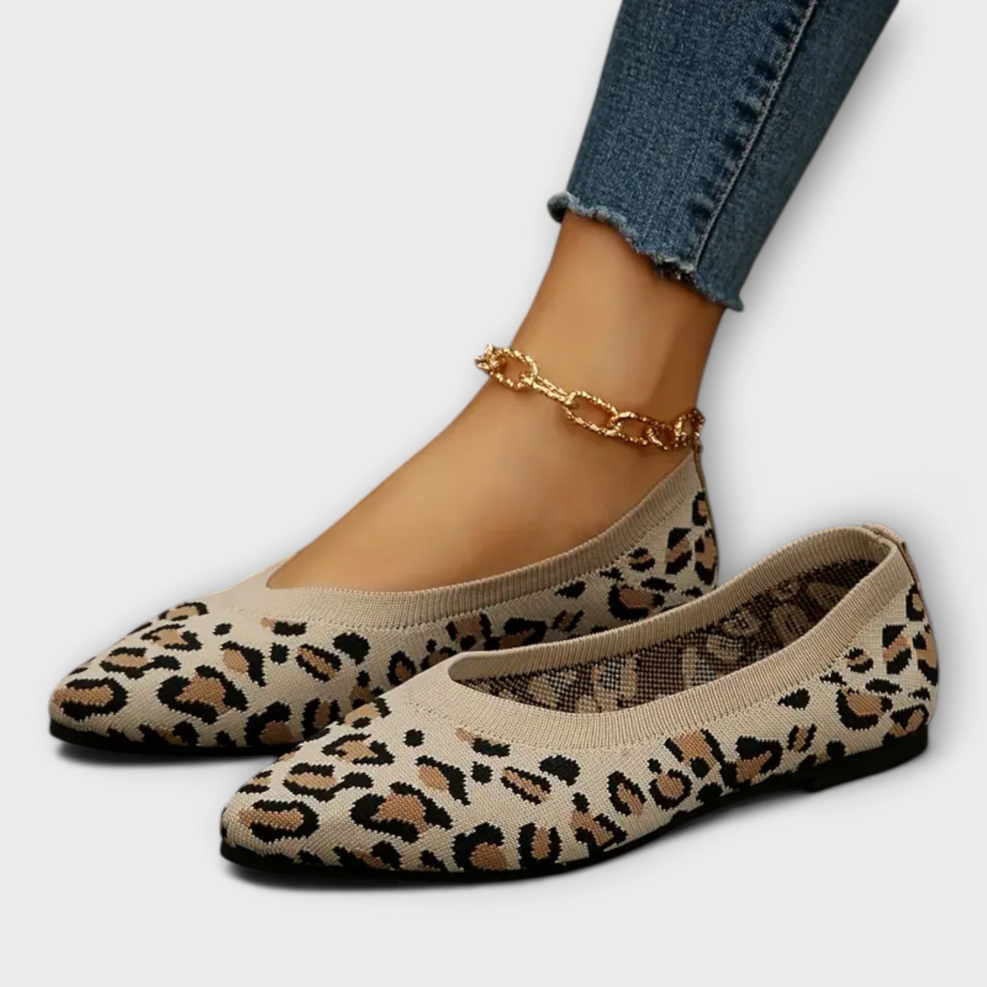 Ballerines en dentelle à motif léopard