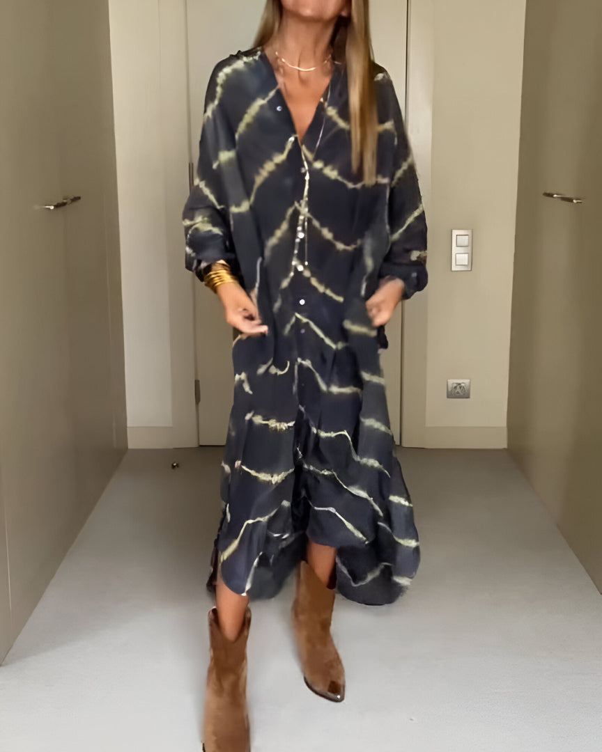 Juhna™ | Robe Maxi Bohème Rayée à Décolleté en V