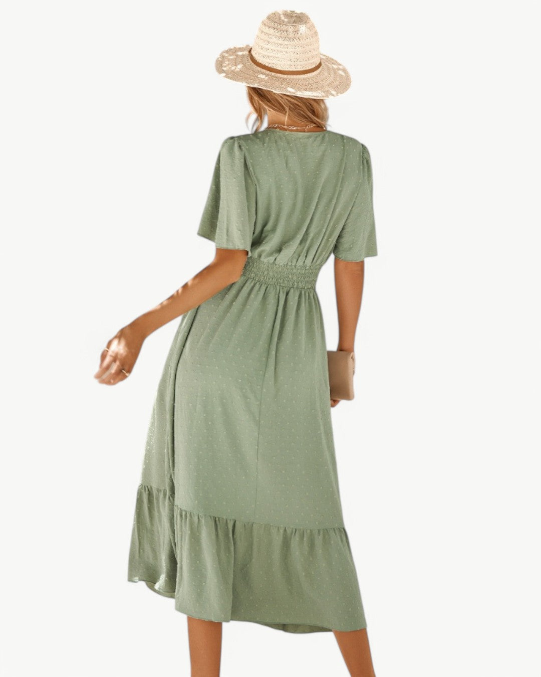 Rosie™ | Robe longue à encolure en V avec manches courtes