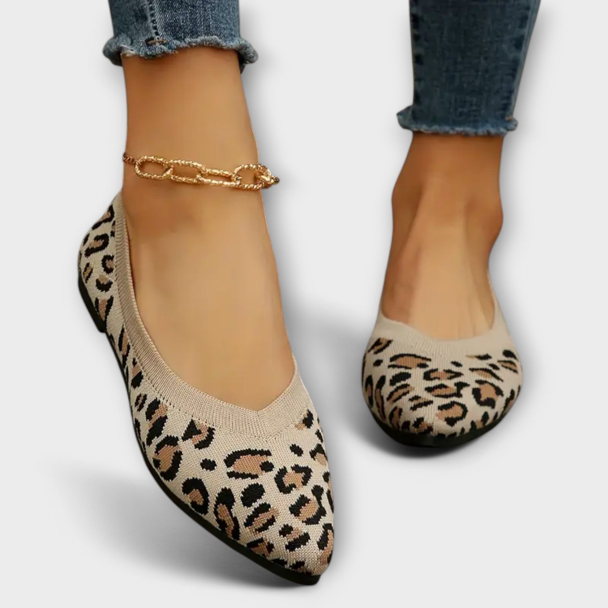 Ballerines en dentelle à motif léopard