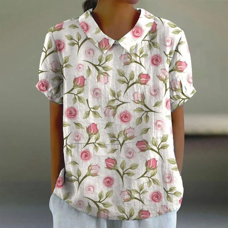 Camilliya™ | Blouse Fleurie Décontractée à Manches Courtes