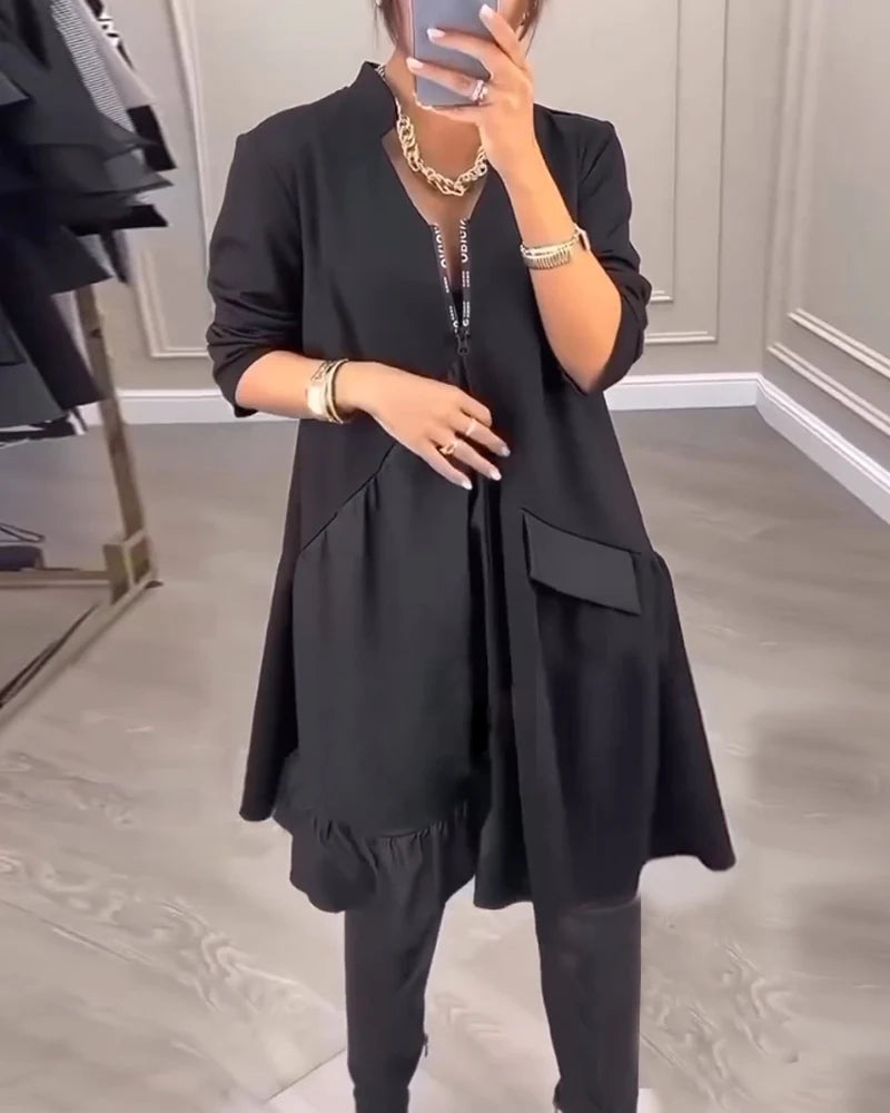 Zenfira™ | Robe Élégante à Décolleté en V et Esprit Artistique