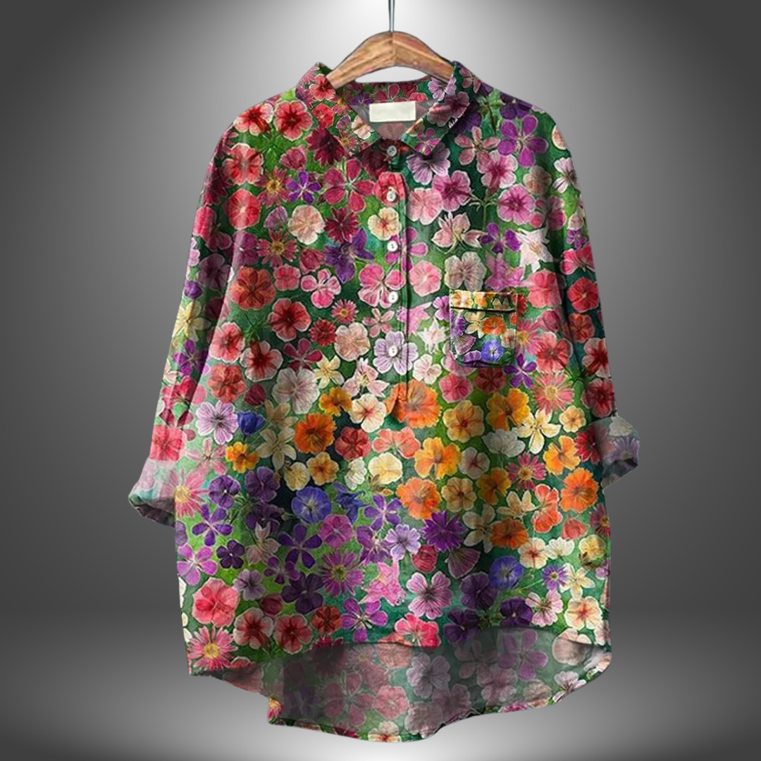 Saria™ | Chemise Florale Artisanale pour Femmes Élégantes