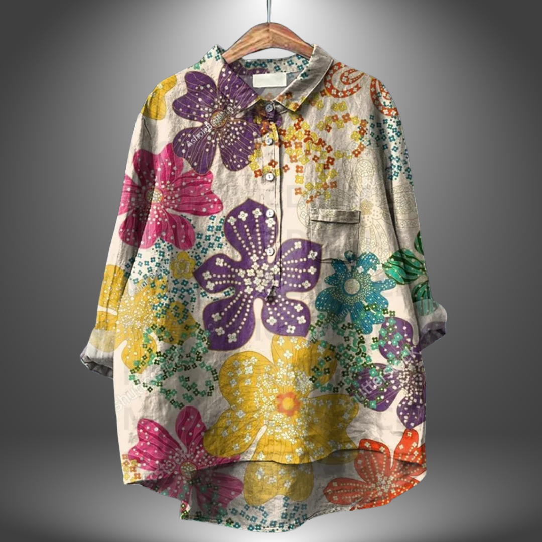 Saria™ | Chemise Florale Artisanale pour Femmes Élégantes