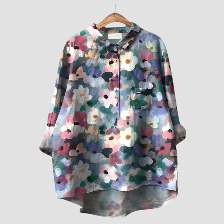 Viala™ | Blouse Tendance avec Imprimé Artistique Coloré