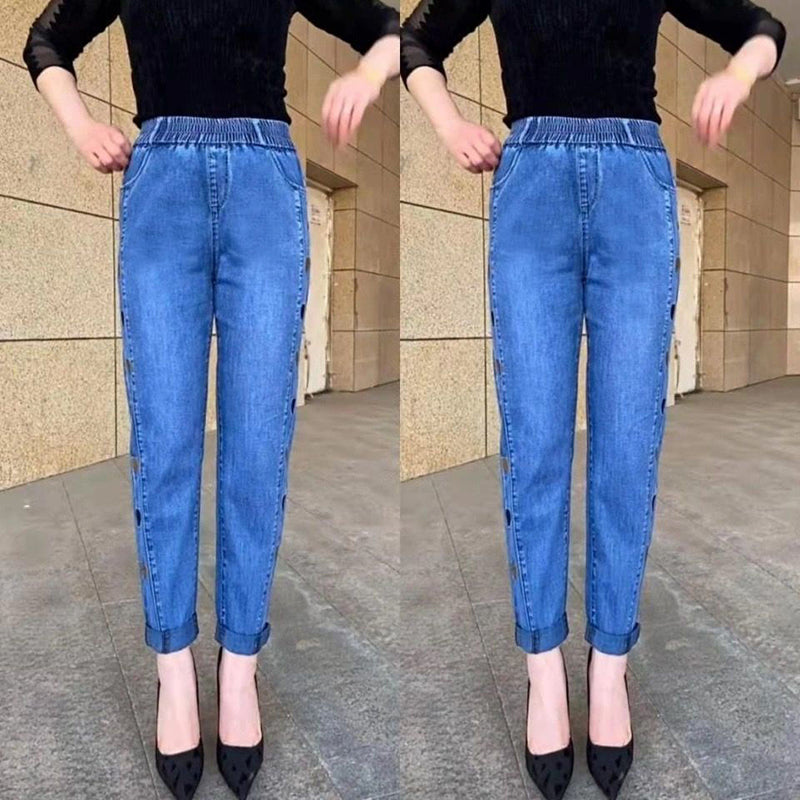Bente™ | Jeans Élastiques Femmes avec Broderie Cœur Élégante