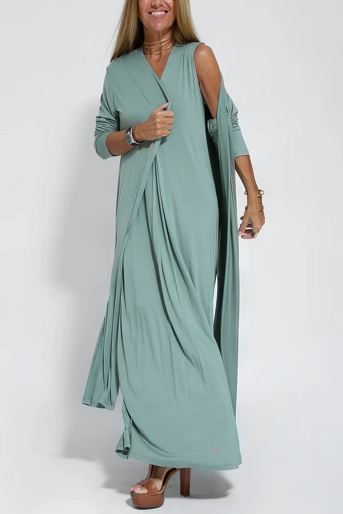 Neva™ | Robe Longue Élégante avec Cardigan Offert
